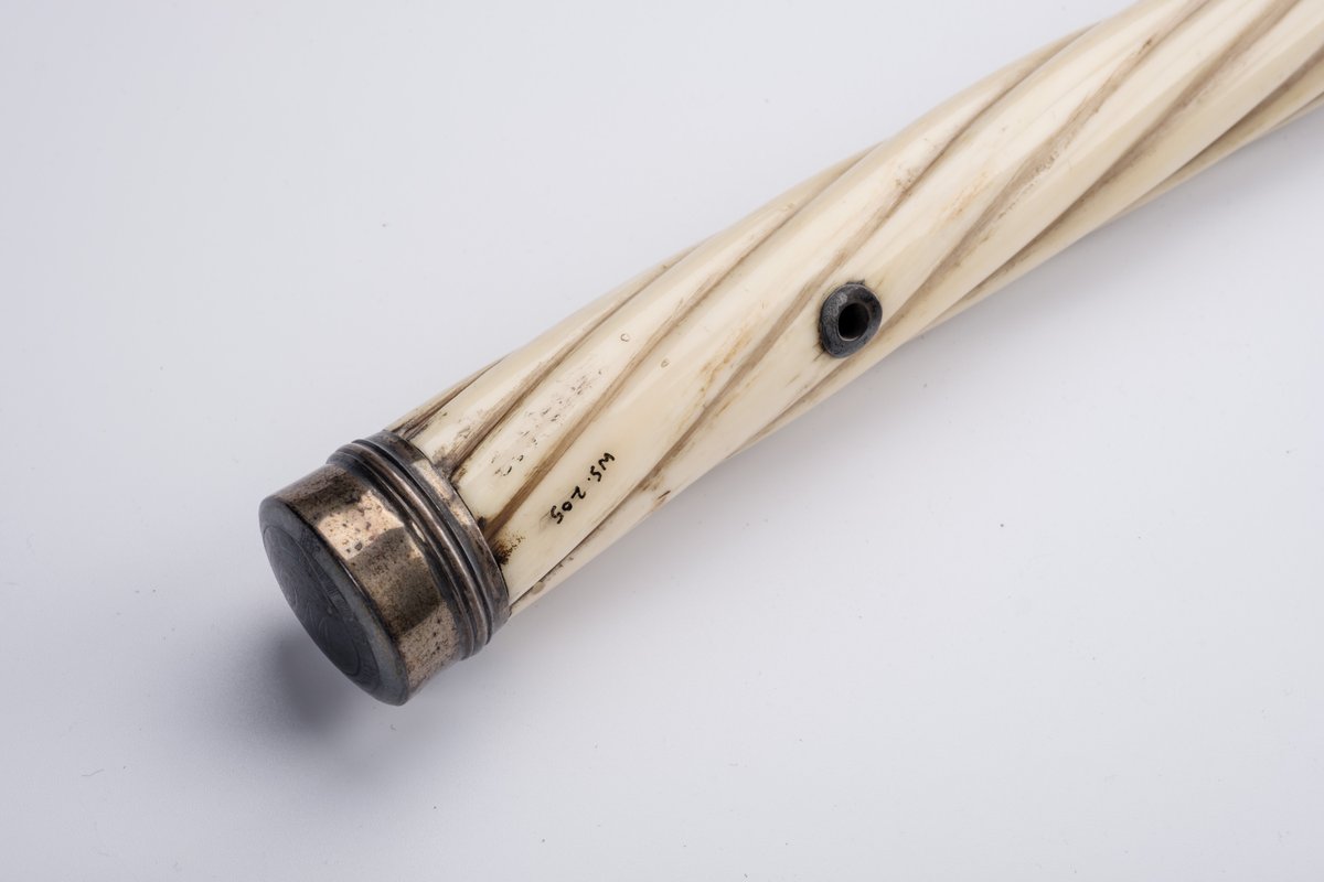 HullMaritime's tweet photo. Silver capped walking stick made for a narwhal tusk. We don’t know the story, but many sailors received injuries or developed disabilities due to their hard careers. In the novel Moby Dick, the fictional Captain Ahab has a false leg made of whale ivory.
#NationalDisabilityMonth https://t.co/OO7XnzOVy5