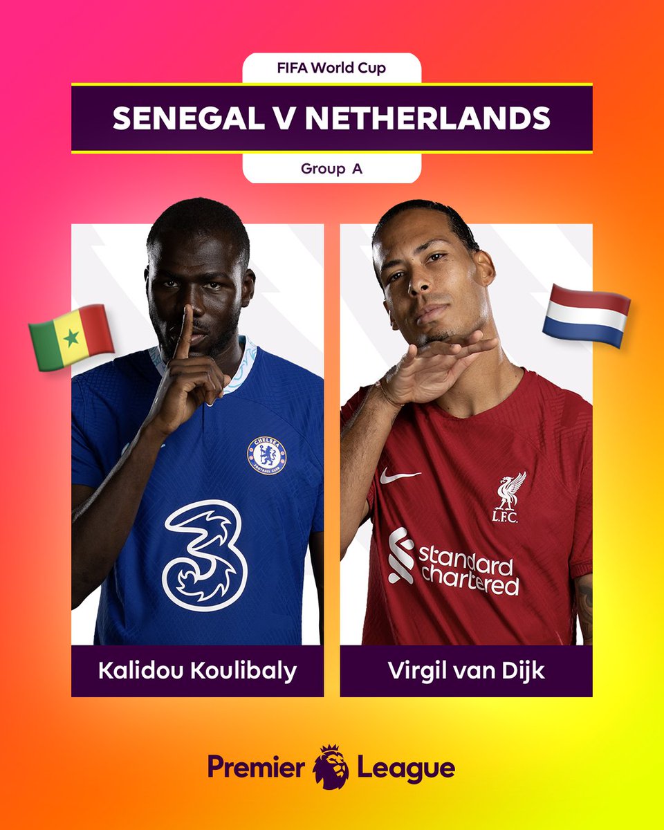 premierleague's tweet photo. 🇸🇳 Two of the #PL's best defenders meet 🇳🇱

#FIFAWorldCup https://t.co/YnUCDehTqo