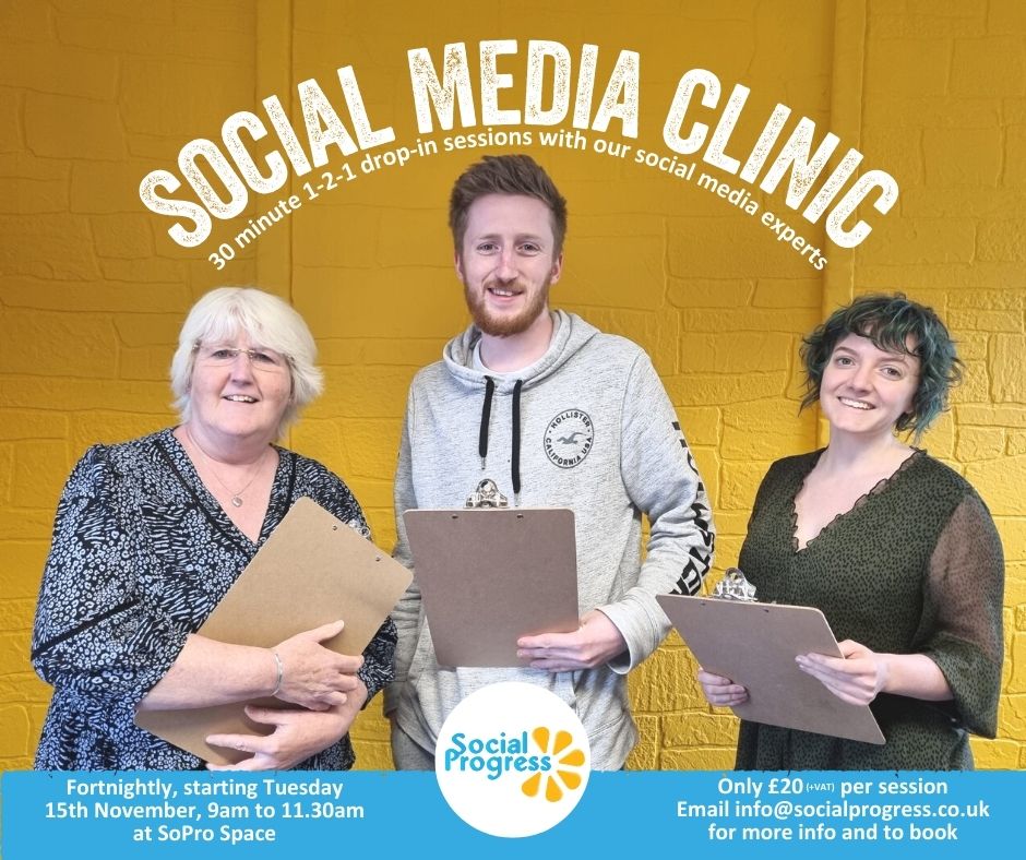 SocialProgress's tweet photo. Do you need:

👉 Advice on social media challenges?
👉 Help with simple tech issues?
👉 A social media health check?
👉 Hints, tips &amp; advice?

Then our Social Media Clinic is for you! 

🗓 Tues 30th Nov, 9am-11.30am 

Pre-book your 30 minute time slot👉info@socialprogress.co.uk https://t.co/pE3xIMObm1