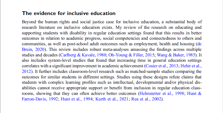 DrKatedeBruin's tweet photo. A reminder that #InclusiveEducation cannot happen in segregated settings. General Comment 6 on the #CRPD is clear that segregating students on the basis of #Disability constitutes #Discrimination.

We have 5 decades of evidence showing better outcomes from inclusion. https://t.co/cYjhPVVW8V