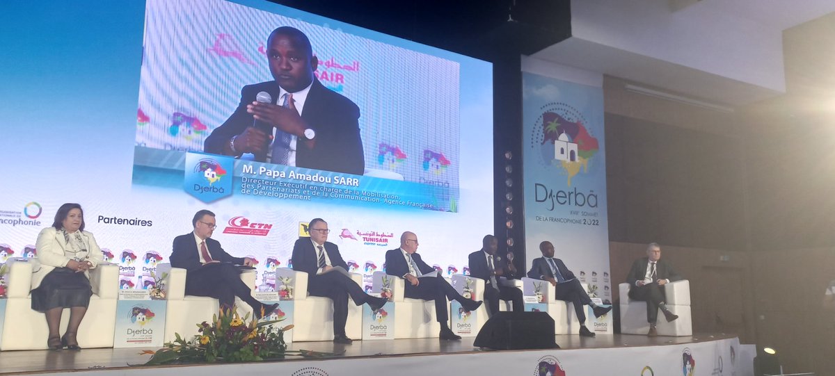 rimbelkhodja's tweet photo. Intervention de M.Papa Amadou Sarr Directeur exécutif à  @AFD_France au Forum economique de la francophonie à Djerba 
#SommetDjerba2022 https://t.co/0GHFyYnnG9