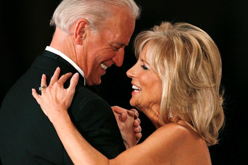 MikeD_MSW's tweet photo. @RebeccaBlanco16 @lavern_spicer Looking at Jill and Melania just during inauguration balls, look at their smiles. I'm thinking the total vote tally isn't the only thing Biden got that was bigger https://t.co/NPBgqZDEyi