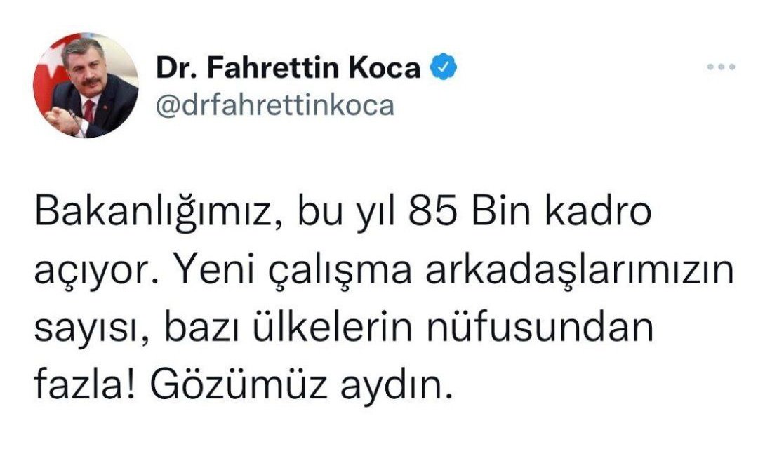 Sağlık Bakanı 85 binlik alımın tamamının bu yıl içinde yapılacağını söyledi. İlk etap Kasım ayında yapılmalı ki ikinci etap Aralık ayında yapılabilsin. Onun için daha fazla bekletmeden hemen şimdi #ÖSYMKılavuzuYayınla

<a href="/OSYMbaskanligi/">ÖSYM</a>
@ersoy_bayramali