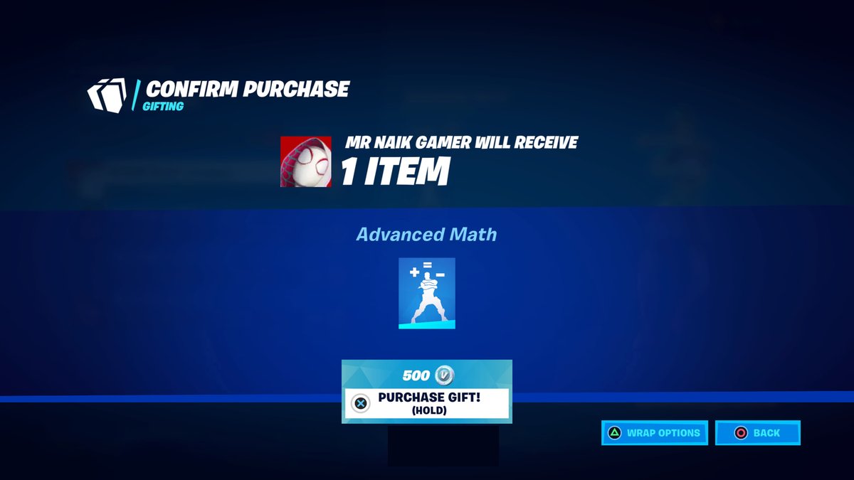 dubi_dude's tweet photo. #CONGRATULATIONS "MR NAIK GAMER" on receiving #AdvancedMath #RARE #Emote from #DubiDude for #DAILY 500 #vBucks #Giveaway!
#Fortnite #FortniteChapter3 #FortniteParadise #fortnitegiveaway #Pakistan #PakistanGaming #PakGaming #Gaming #Congrats #November2022 #India https://t.co/fILSLWVVux