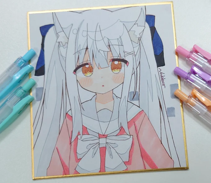 ふたごねこ(姉)の色紙!  [¥3.000-] 