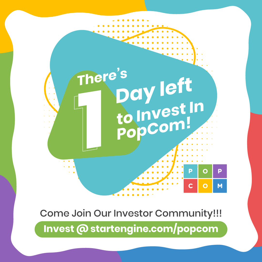 Today is the last day to invest in PopCom, thank you to the thousands of investors who have joined our community, we are so grateful! This is your last chance, so don't wait another second. youtu.be/5Vz7Dm0ih5w