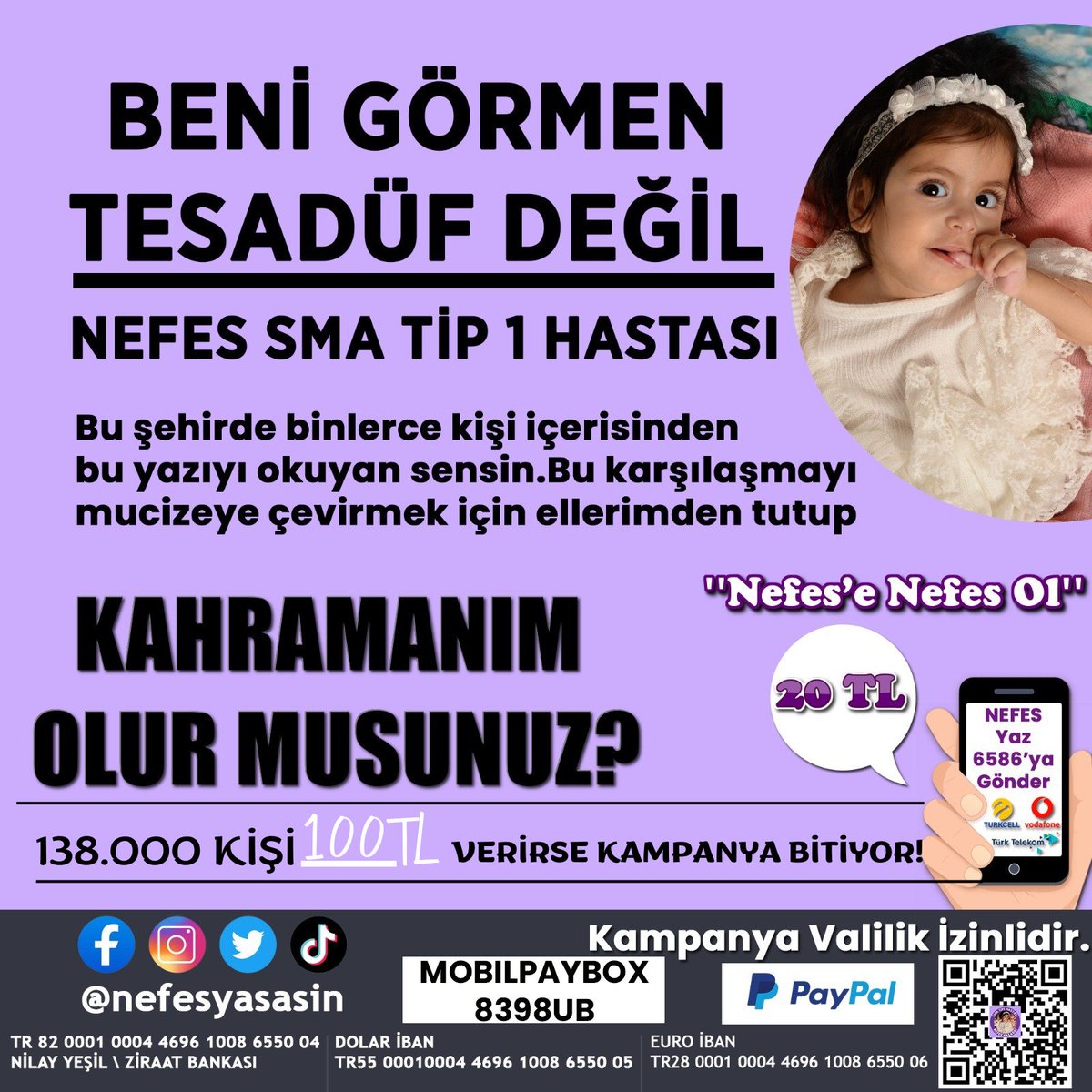 Evladım yaşamayı hak etmiyor mu?

24 aydır acılar içinde geçen bir kampanyamız var.
Neredesiniz?
Görmüyor musun? 
Duymuyor musun? 
Evladım ölüyor🥺

Yalvarırım duyun artık sesimizi!!!

Destek İçin👇
taplink.cc/nefesyasasin

#pazartesi #WorldCup2022 #borsa ÖSYM #Russia 1 Öğretmen