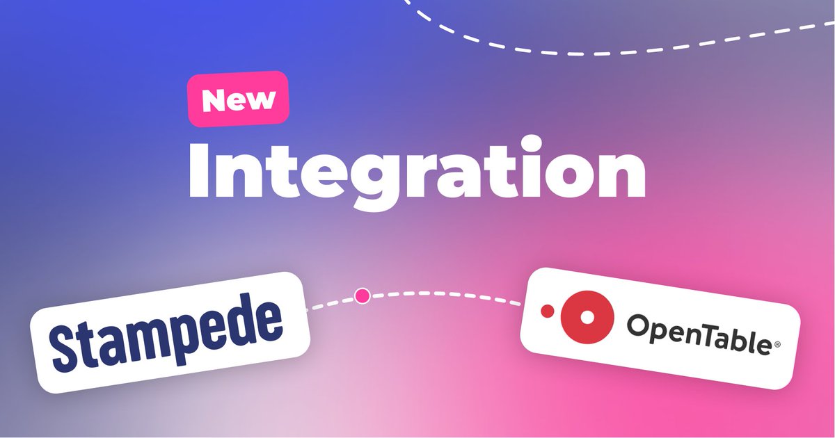 🚨New integration alert!

We're excited to announce our latest integration with OpenTable.

Get the most out of all that tasty data coming from bookings and via Stampede to drive repeat visits.

#NewIntegration #Hospitality #GuestExperience #TableBookings #Data #Marketing #Growth