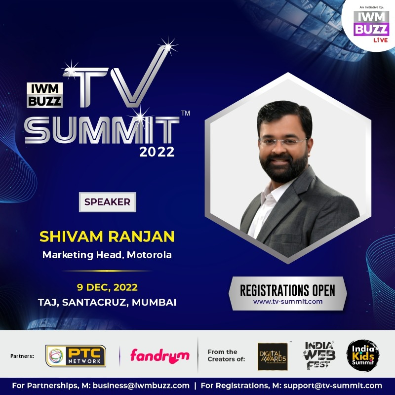 iwmbuzz's tweet photo. Welcome @shivamranjan As Esteemed Speaker At IWMBuzz TV Summit 2022

@ptc_networks @fandrumofficial

Register here: https://t.co/IESeUBYzZo

#tvsummit #iwmbuzz https://t.co/ckS7yrXYiZ