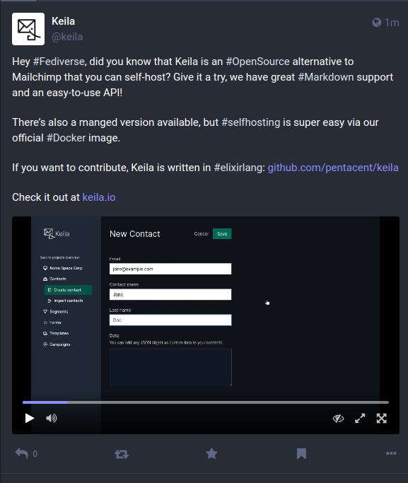 Keila is now on Mastodon, give us a follow at fosstodon.org/@keila #fediverse