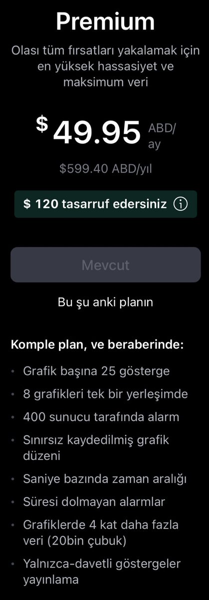 Efsane Cuma kapsamında %60a varan indirimler yapan Tradingview sitesinden “1 yıllık premium” hediyesi aldık! Normal fiyat : 600$ Teknik analizle ilgilenen bir dostumuza hediye edelim :) Katılım için ✔️ Retweetle ✔️ @tr_tradingview ve @orhnrck sayfalarını takip et #xu100 #btc