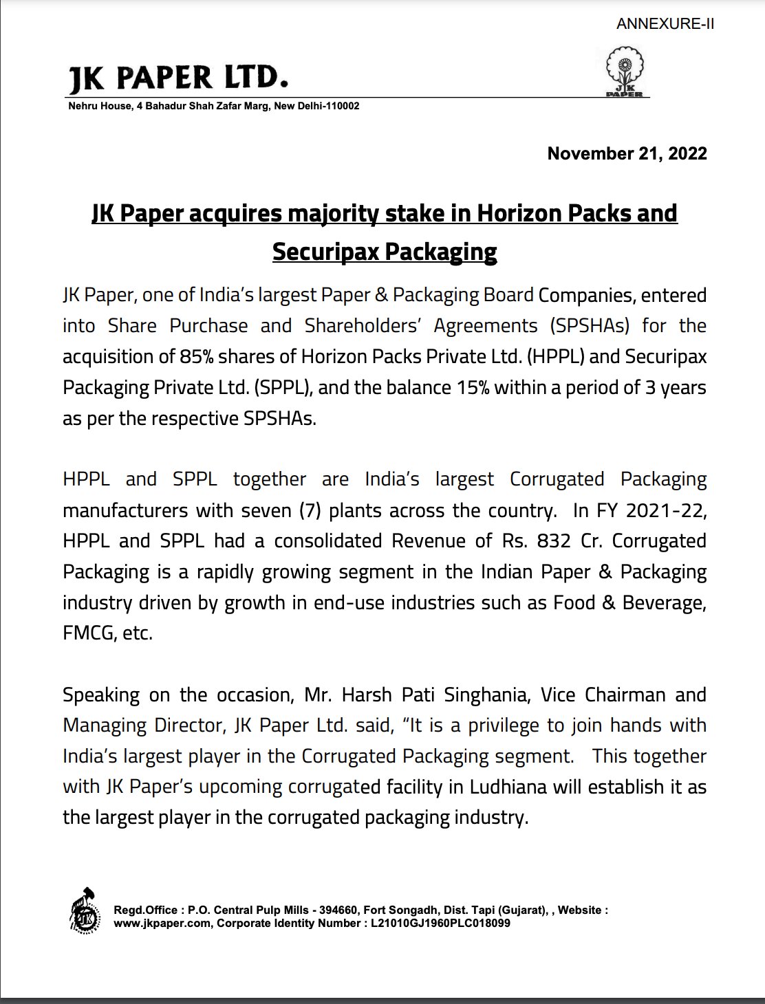 Saket Saurabh on Twitter "JK Paper strengthens presence within