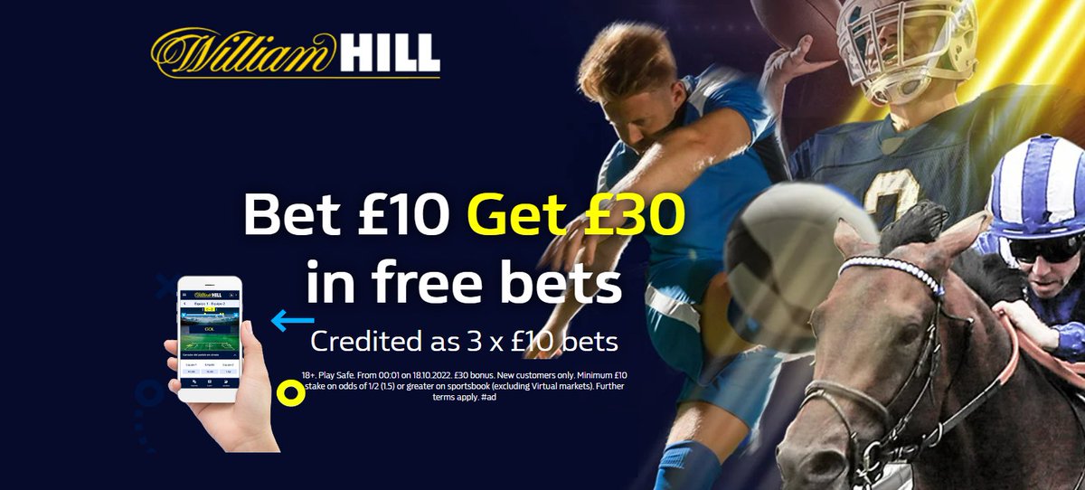 online betting @ William Hill
Bet €&#163;10 Get €&#163;30

1. Promo Code R30
2. Place &#163;€10 bet on any market
3. Get 3x &#163;10 Bets
Uk Link


Rest of the world link below


      ,7