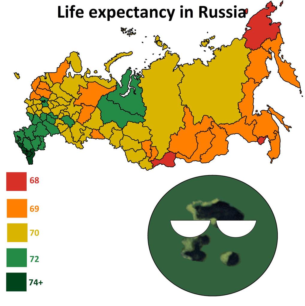 valaneymapper's tweet photo. Life expectancy in Russia ๐ท๐บ
#map #maps #map_of_russia #mapping #mapper #maps2022 #geography #geographer #russianmaps #russia #expectancy #moscow #cartography #cartografia #geografia #worldmap #world #mapmaker #mapchart #art #mapart #russiatravel #russian #like4likes https://t.co/HFaQnVt0IS