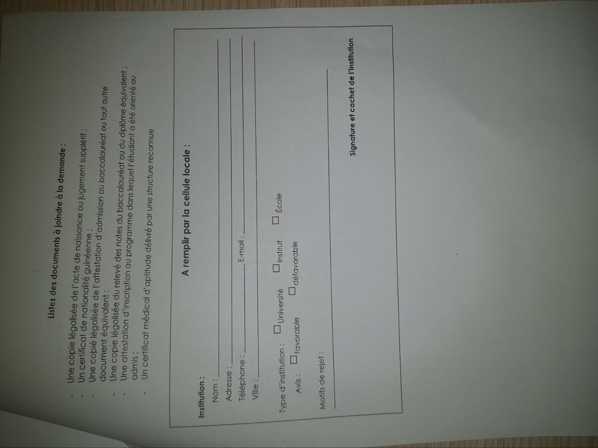 SouarOusmane5's tweet photo. Par le biais des chefs de classes, l'Institut supérieur agronomique et vétérinaire de Faranah (#ISAV), demande aux étudiants de remplir ces deux fiches et d'y joindre un tas de documents dont le coup s'évalue aux environs de 70 000fg.
1-Fiche de demande d'une bourse d'entretien https://t.co/IWbdVCrNZE