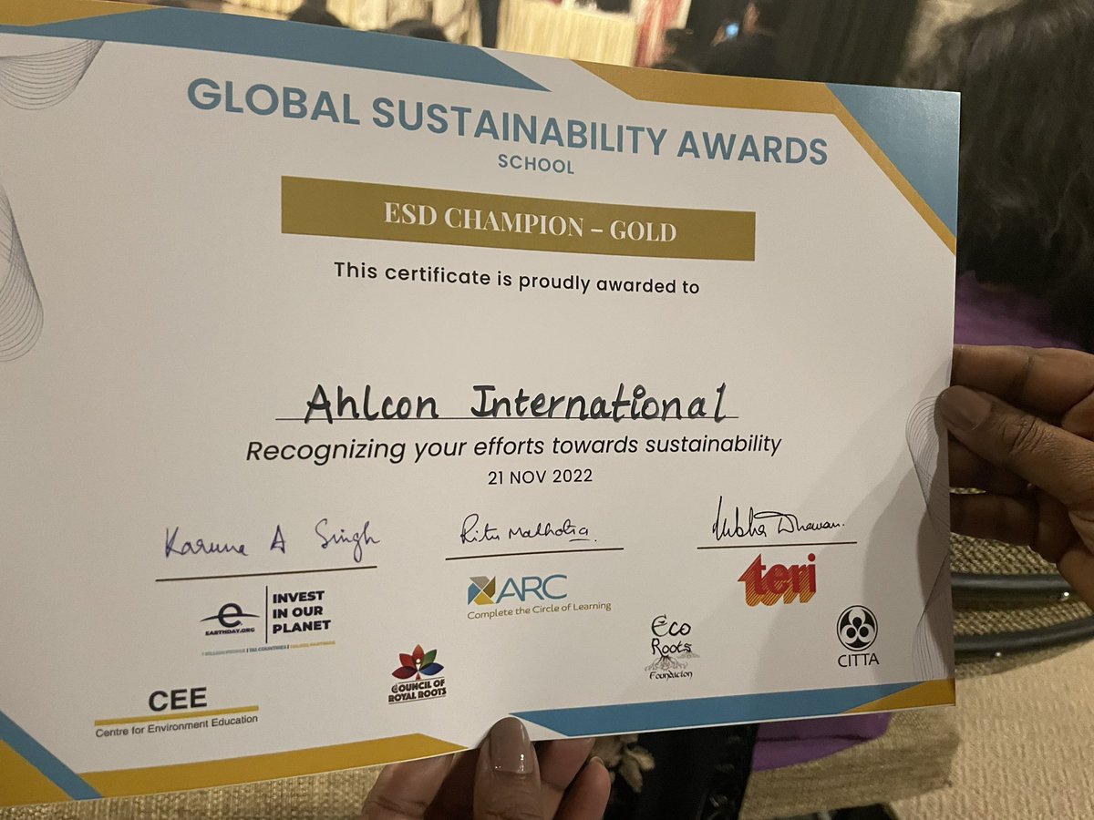 kandhari_ekta's tweet photo. Another feather added to Ahlconintl cap,another day to celebrate #ahlconintl awarded with #ESDChanpionGold Award by @arcedtech ,Congratulations to entire Ahlcon family #gratitude @y_sanjay @pntduggal @sunita_rajiv for having faith in me 
@ashokkp thank you for your mentorship. https://t.co/A771XcIA9A