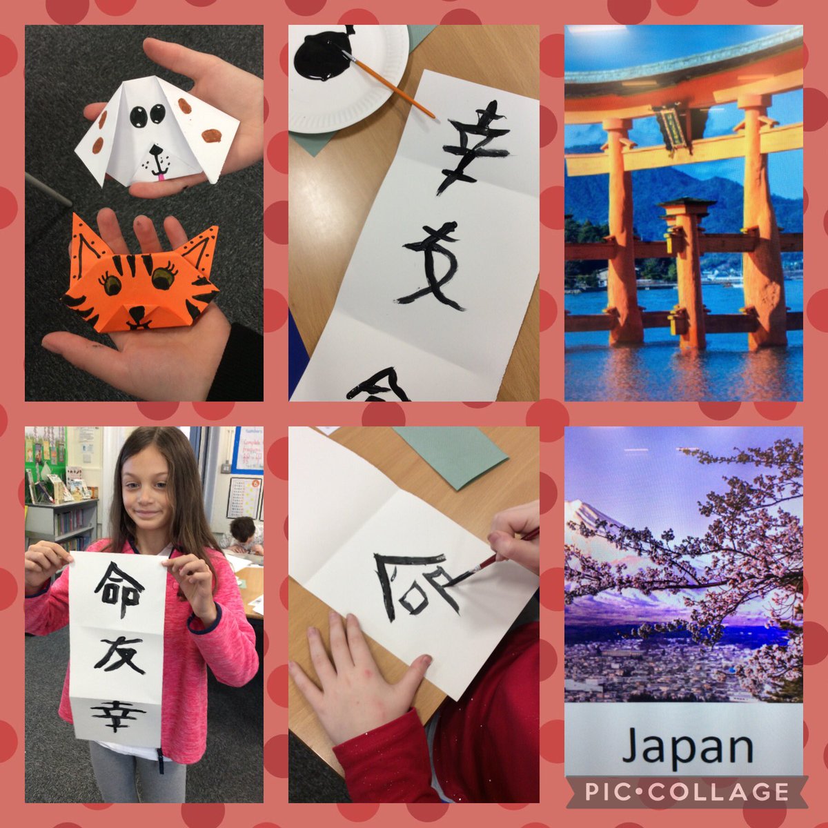 We are learning about Japan. We have learned how to say some greetings in Japanese, tried calligraphy and origami!