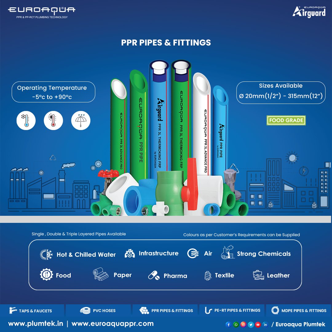 PlumtekMktg's tweet image. 100% Lifetime Leak free pipes

Potable pipe networks for cold and hot water, sanitary liquids, liquid food products, compressed air, and aggressive chemicals 

#ppr #pprpipe #pprpipes #LeadingManufacturer