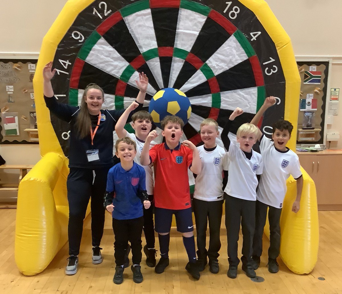 It's the start of our World Cup week at Abbots Green! The children will be taking part in lots of football games and activities during the week starting with a dartboard challenge for Year 3,4,5 &amp; 6 with Football Fun Factory this morning! #keepingactiveatAG⚽️🏆🌈