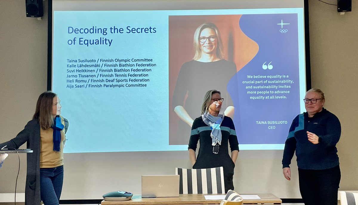 TerhiHeinila's tweet photo. Kiitos @Olympiakomitea Vastullisuusklinikan 8. @IWGWomenSport -maailmankonferenssin tulosten käsittelystä. Esillä johtajuus, valmennus, Suomen sessio ja #tasaarvo’n brändi. 👍 @tsusiluoto @LahdesmakiKalle @HRomu21 @suviheikkinen @aija_saari @JarnoTiusanen 👍
@naisjarjestot https://t.co/SKX3yeqqF2