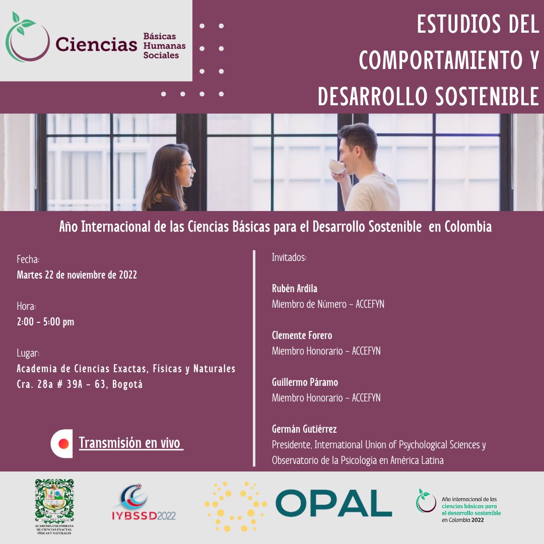 acadcienciacol's tweet photo. Los invitamos a la jornada académica de integración entre psicología y otras ciencias del comportamiento a realizarse en las instalaciones de la Academia Cra. 28a # 39A - 63.
22 de nov - 2:00 p.m.
#IYBSSD2022 #IYBSSD2022Colombia #cienciasbasicas #comportamiento #psicología https://t.co/3T5wqy2qfS