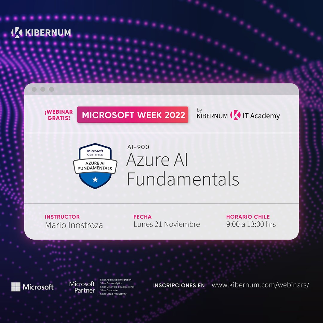 KibernumChile's tweet photo. ¡Es hoy, es hoy! Comenzó el mundial, y con él, nuestra #MicrosoftWeek. Anótate un gol y capacítate gratis en #Microsoft #Azure (AI-900) y #Security &amp; Compliance (SC-900) este lunes.🚀⚽️🤩 Ingresa aquí https://t.co/9vvCY1nL7R https://t.co/0GLbmSAQya