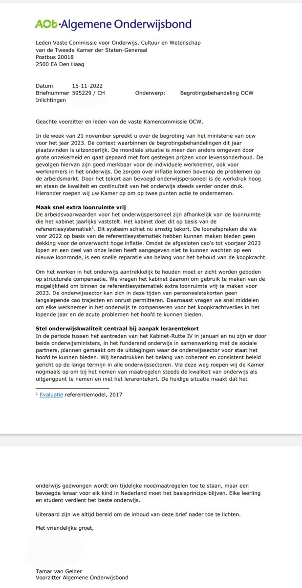Woensdag 23 en donderdag 24 november staat de onderwijsbegroting op de Kameragenda. De AOb vraagt aandacht voor de inflatieproblematiek en het groeiende lerarentekort.
