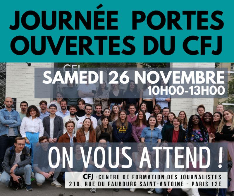 Vous rêvez d'être journaliste ? Le CFJ ouvre ses portes aux visiteurs ce samedi à partir de 10h. Venez découvrir notre campus, rencontrer nos étudiants et toute l'équipe. Nous vous attendons ! 
Inscription (obligatoire) et infos : lnkd.in/eD6nifpW