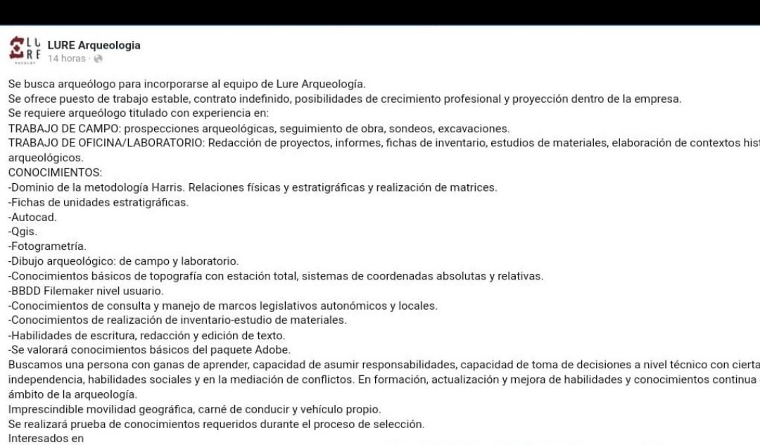 Aquí algunas de las "tareas sencillas", que requieren que seamos no solo arqueólogas, sino expertas en Patrimonio, ilustradoras, geólogas, topógrafas... Es decir, que trabajemos por cinco, pero cobremos por medio⬇️