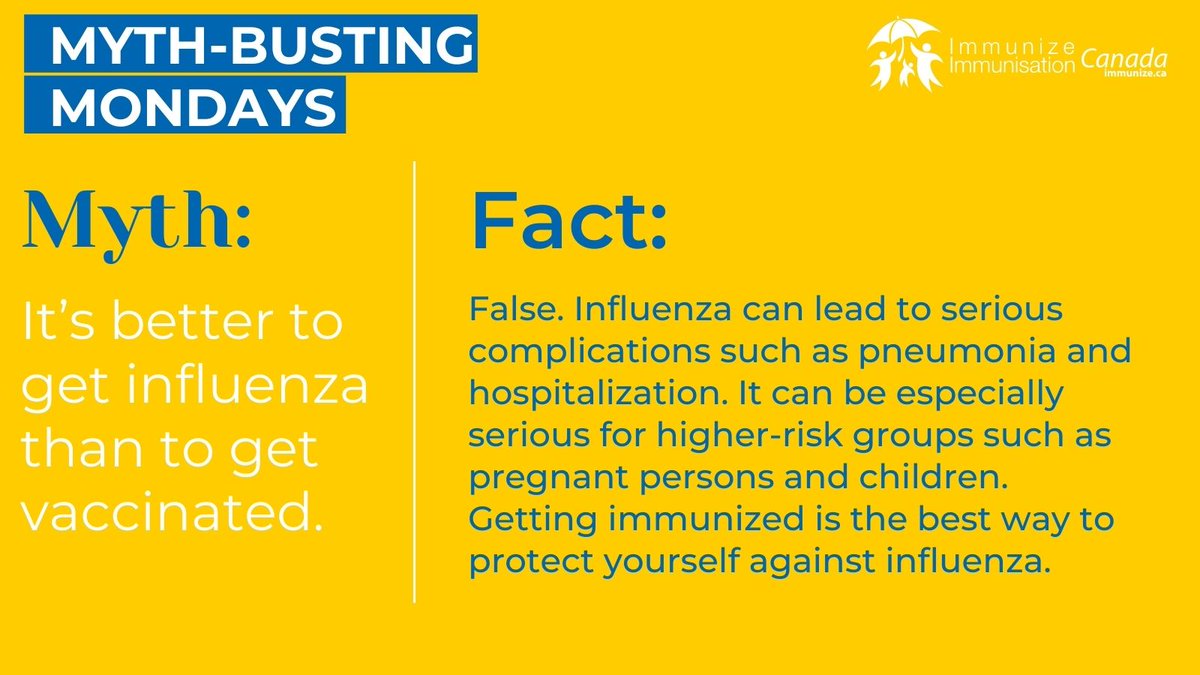 ImmunizedotCa's tweet photo. It’s #MythbustingMonday! Let’s tackle some misinformation. #VaccinesWork. https://t.co/yuj1JipXIe