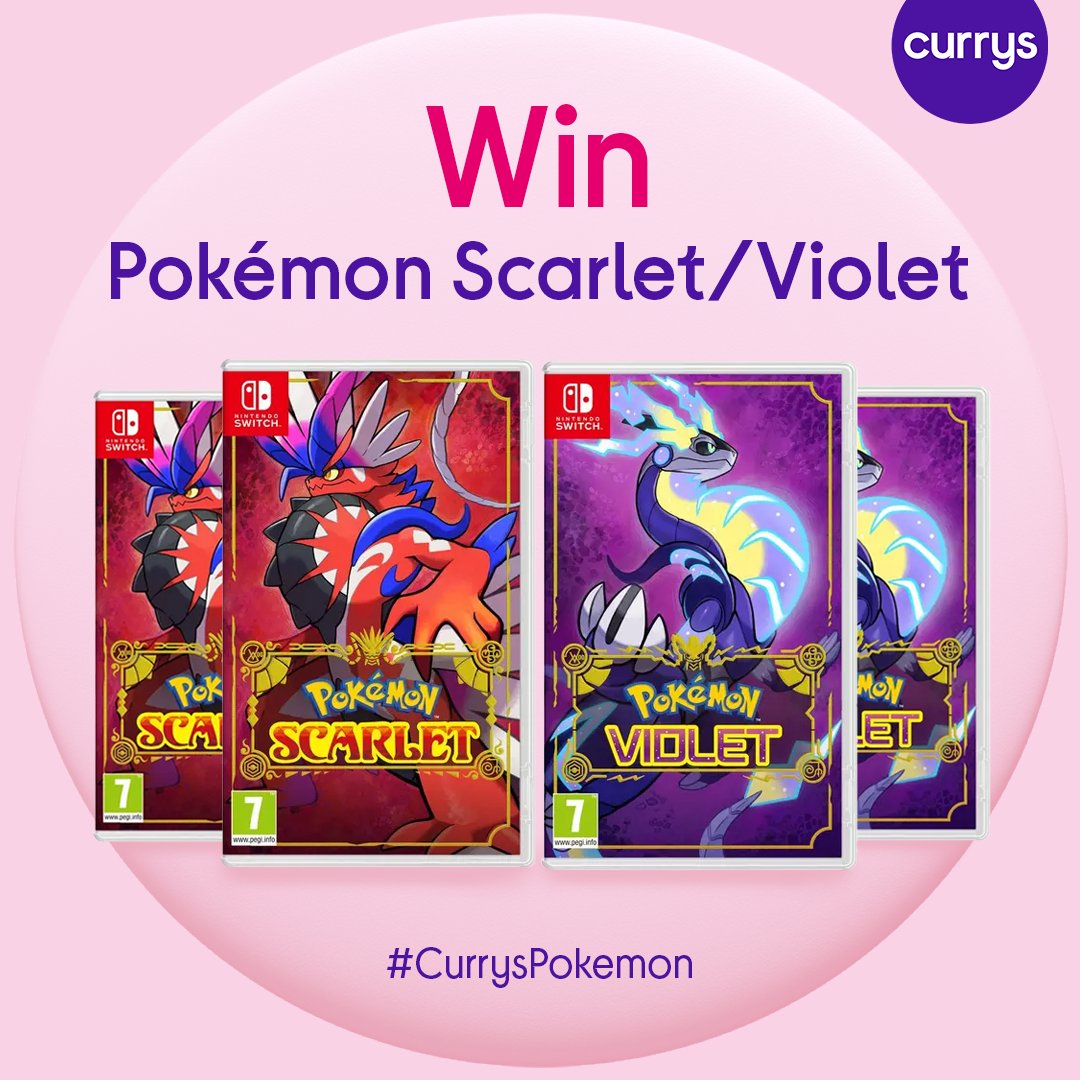 Pokémon Scarlet & Violet is finally here! To celebrate it being our most pre-ordered game EVER, we're giving away 4 copies for the Nintendo Switch. For a chance to win, simply: 1) Follow @currys 2) Reply with which version you would like using #CurrysPokemon 👇
