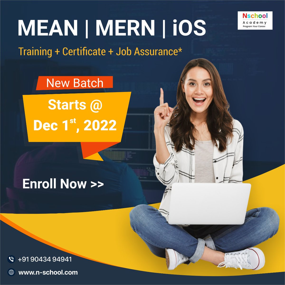 Nschool12's tweet image. Now you can get a best software development training with a certification and a 100% job placement guarantee at Nschool Academy.
Call: +91 90434 94941
Visit: n-school.com/ios-course/
#ittraininginstitute #IOSDevelopmentCourse #MEANstack #MERNstack #internship #placement