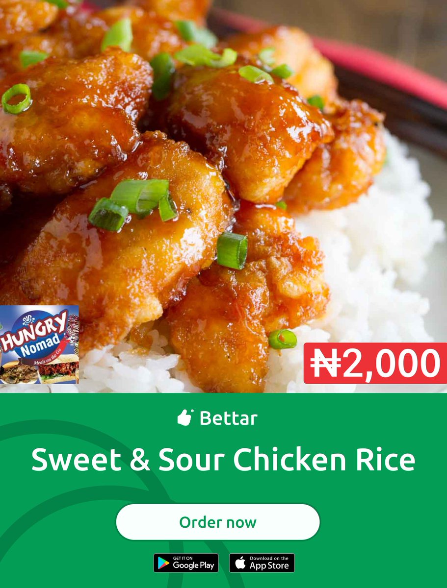 BettarApp's tweet photo. Enjoy your weekend with delicious 😋 Sweet &amp; Sour Chicken 🍗 Rice 🍝 from Hungry Nomads delivered 🛵 to your doorstep within minutes.

Order Now 🛒
📱 https://t.co/iS0M5kjfz2

#Bettar #BettarApp #bettarfood #bettar #Food #fooddelivery #kaduna_food_delivery #Foodie #food_near_me https://t.co/pZ6VOI7vn1