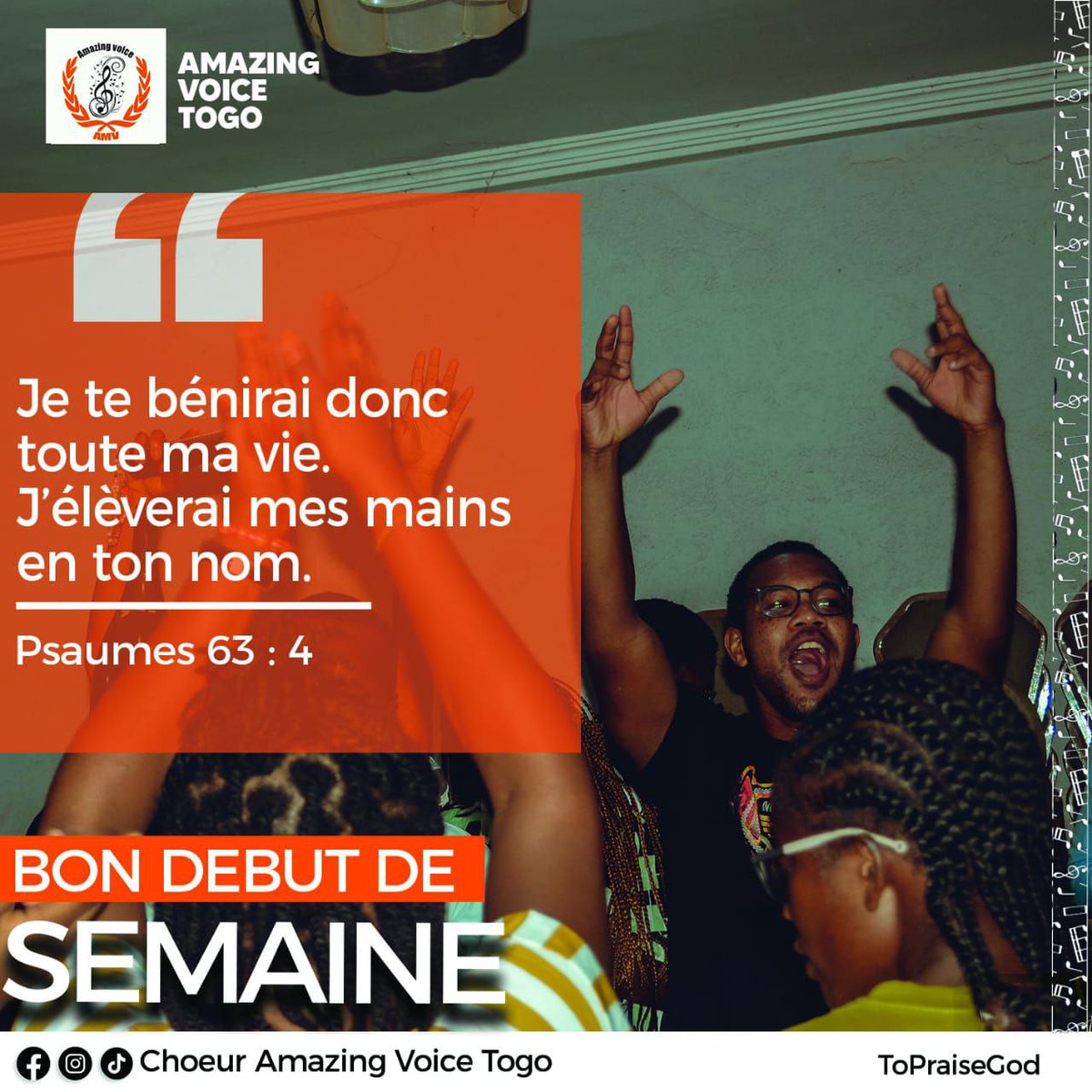AMV_togo's tweet photo. 𝗝𝗲 𝘁𝗲 𝗯é𝗻𝗶𝗿𝗮𝗶 𝗱𝗼𝗻𝗰 𝘁𝗼𝘂𝘁𝗲 𝗺𝗮 𝘃𝗶𝗲, 𝗝'é𝗹è𝘃𝗲𝗿𝗮𝗶 𝗺𝗲𝘀 𝗺𝗮𝗶𝗻𝘀 𝗲𝗻 𝘁𝗼𝗻 𝗻𝗼𝗺

Excellent Semaine sous la protection Divine

#Bonne_Semaine
#AMV
#To_Praise_God
#Edition_Nouvelle_Semaine https://t.co/00NKnbhinw
