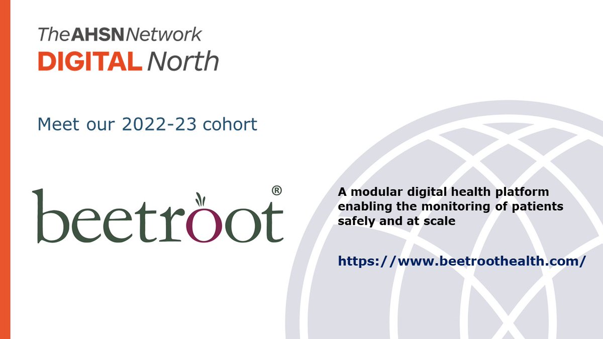 HealthInnovYH's tweet photo. Meet one of our new #DigitalNorth cohort: @healthbeetroot

A modular digital health platform enabling the monitoring of patients safely and at scale

Find out more: https://t.co/GXuuSzTAM4 

@HealthInnovMcr, @AHSN_NENC  @innovationnwc
#AHSNs https://t.co/R8T1n87deh