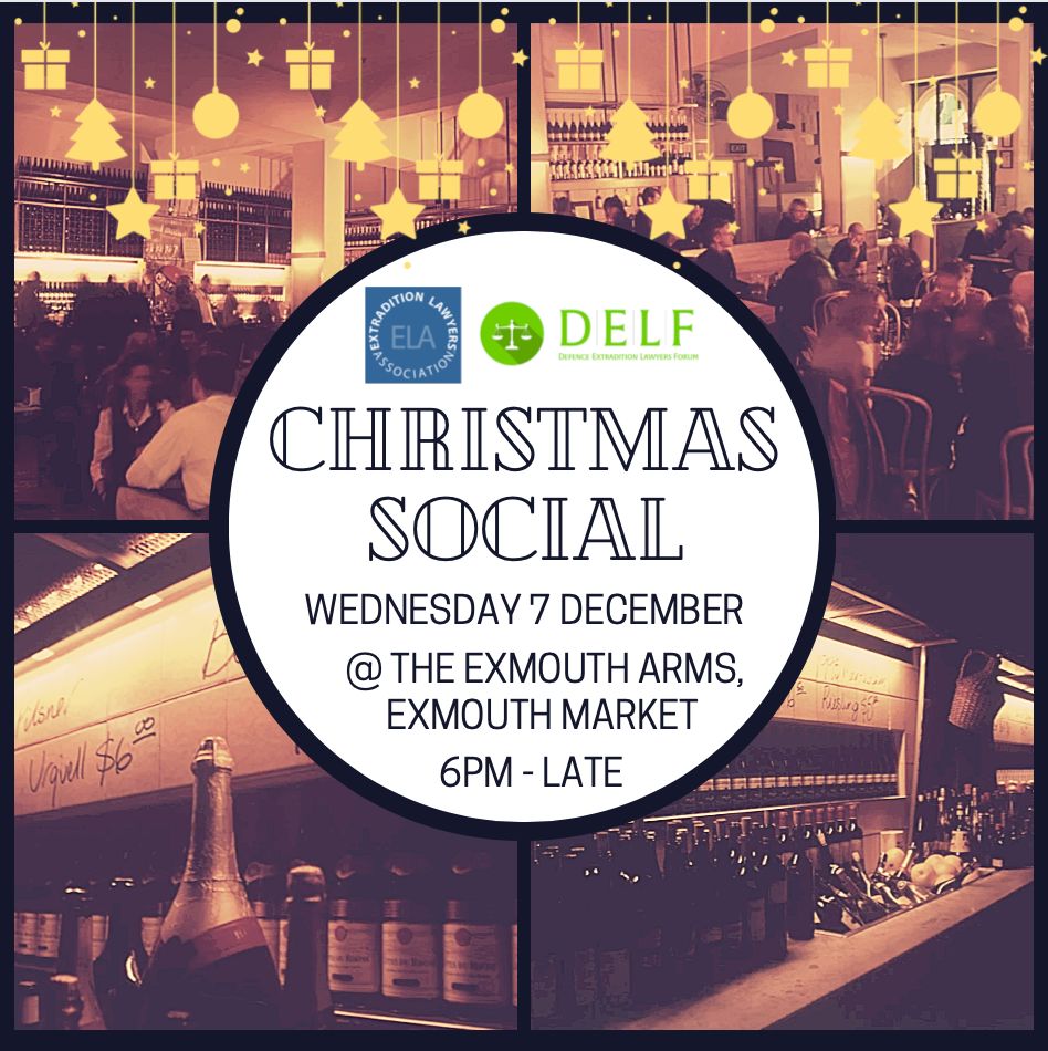 ExtraditionLA's tweet photo. Places are going fast for the ELA and DELF Christmas Social on Wednesday 7 December. If you are an ELA member and would like to come for a festive drink or two, please RSVP to ela.general.information@gmail.com. https://t.co/vtouzDO8GP