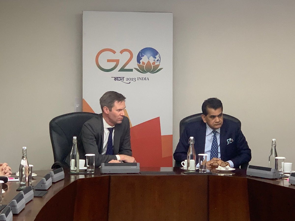 amitabhk87's tweet photo. Interacted with Mike Pyle, G20 Sherpa &amp; Deputy National Security Adviser, @WhiteHouse and team from Washington DC. 

Had extremely constructive exchanges on US-India partnerships in light of the upcoming #G20India Presidency and other areas of mutual collaboration and interest. https://t.co/r4EvTf6Dns