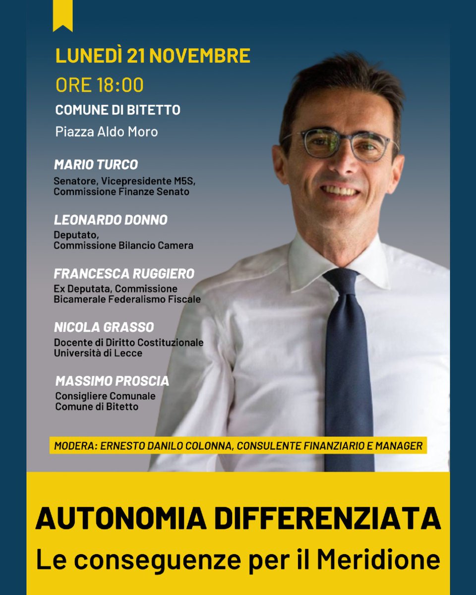 marioturco_m5s's tweet photo. ⬆️Il progetto di #autonomiadifferenziata del Governo Meloni mina lo sviluppo del #Mezzogiorno.
🇮🇹Con il @Mov5Stelle anche in #Puglia difenderemo i principi di unità nazionale che hanno ispirato la nostra #Costituzione.
🎙️Ne parliamo oggi a #Bitetto https://t.co/WOtmTJhA3I