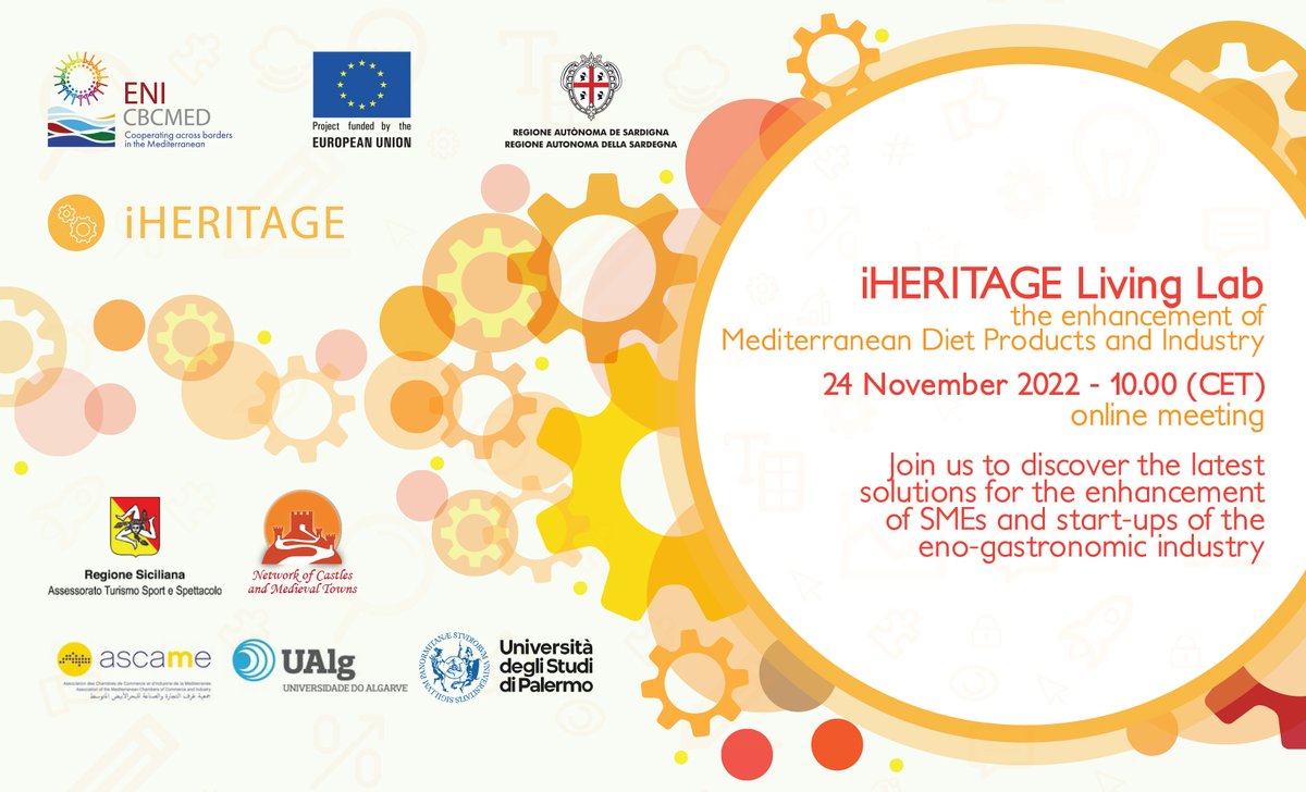 The iHERTIAGE team is pleased to invite you to the next Living Lab session on November 24th at 10:00 CET, organized by 4 of our partners on the enhancement of Mediterranean Diet products and industry!
Register NOW: docs.google.com/.../1FAIpQLScF…
@ENICBCMed #GOMED