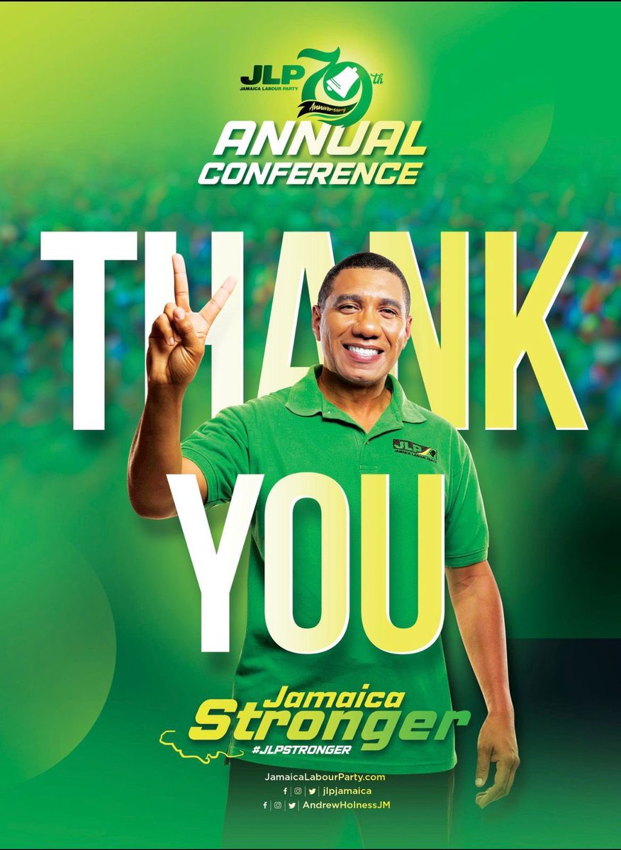 AndrewHolnessJM's tweet photo. THANK YOU to everyone who made our 79th Annual Conference a success! Labourites, I feel the love. It is your energy and your support that keeps our party strong. We promise to remain united, working in the best interest of all Jamaicans. #JamaicaStronger #JLPStronger #JLP79 https://t.co/P25GK05yIX