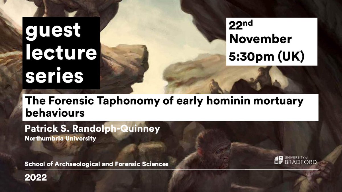 BradArcForensic's tweet photo. A reminder of our next #SAFSGuestLecture tomorrow. We welcome Dr Randolph-Quinney
@KabwePRQ who will be talking about early and later hominin mortuary practices. Book here to attend on campus or online: https://t.co/DxAQnbETQV #forensic #archaeology https://t.co/zo6ShNNbQJ