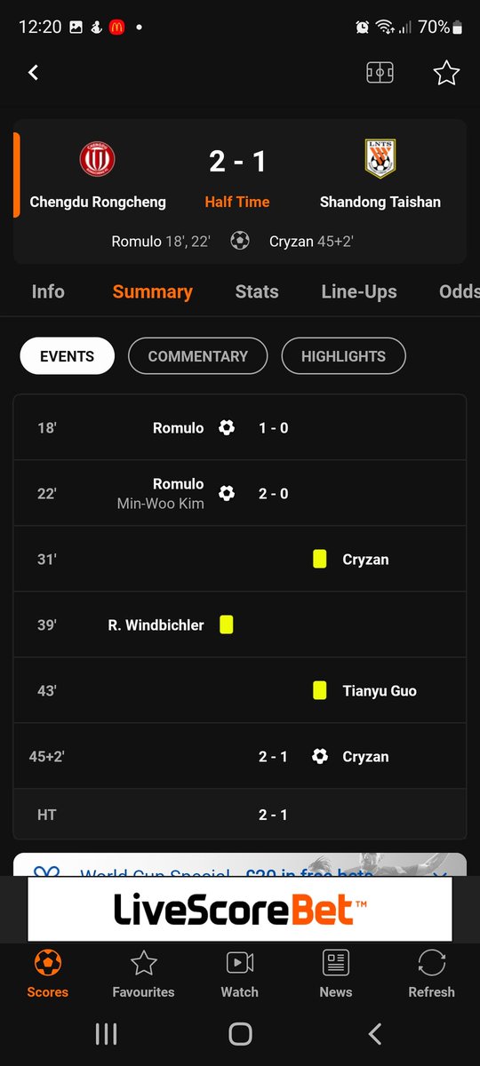 djshlong's tweet photo. @WillHillHelp hi so your app is showing this game 1-1 but the game is 2-1 and because of this there is no cashput, can you get this sorted or updated thanks https://t.co/kPAf0lqVIQ