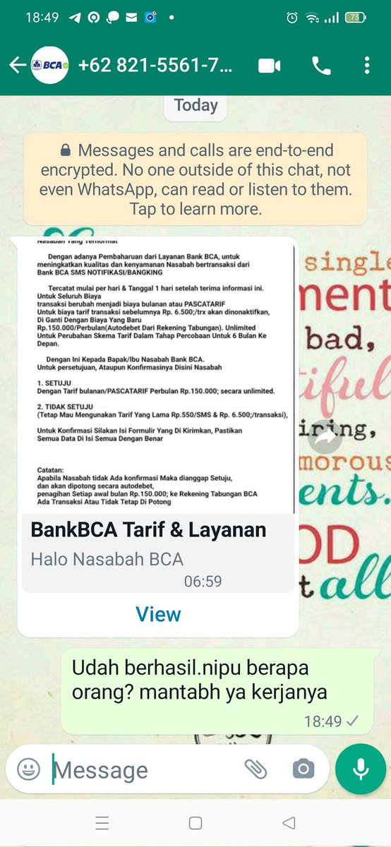 palupiendah's tweet photo. Dikirim.pesan ini di jam yang belum memungkinkan otak utk bekerja memproses info dg baik..pinter2 ya scammer jaman now..tsk! https://t.co/OIxwmmfLxH