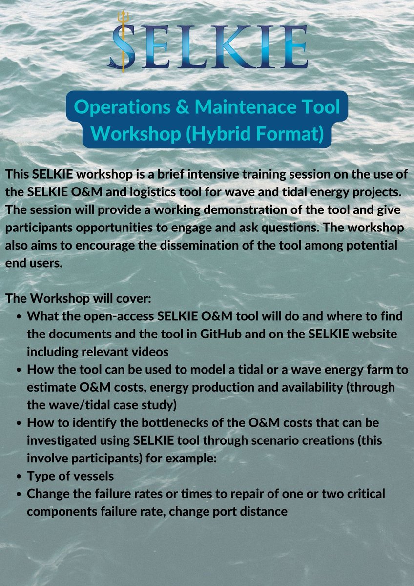 SelkieProject's tweet photo. SELKIE Operations &amp; Maintenance Tool Workshop
-Friday 9th December, 12:00-13:30
-In person attendance at MaREI Centre (Cork, Ireland) (details below)
-Online attendance - Register here: https://t.co/jh3v3rAJj6 https://t.co/Vly4W8mZG4
