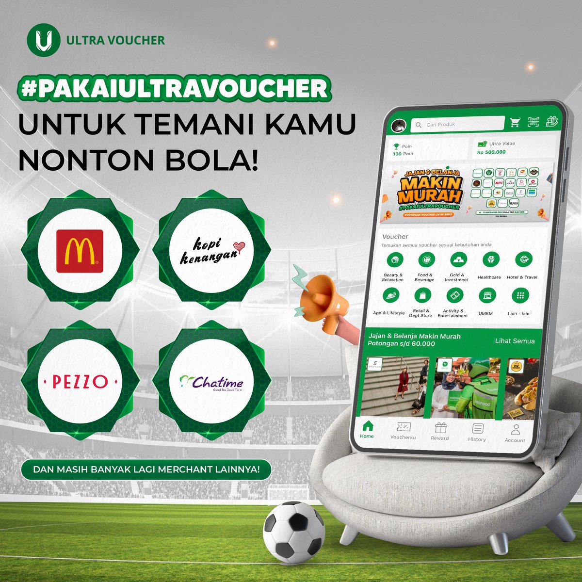 ultra_voucher's tweet photo. #PakaiUltraVoucher untuk lengkapi semua kebutuhanmu. Salah satunya buat nemenin kamu nonton bola nih, Ultranian!🌎⚽️🥅🏟
Kamu bisa beli makanan, kopi, atau minuman boba dengan promo menarik dari Ultra Voucher🤩
#UVCR #worldcup #vouchers #voucher #vouchermakan #promonovember https://t.co/9zmmMnKP5m