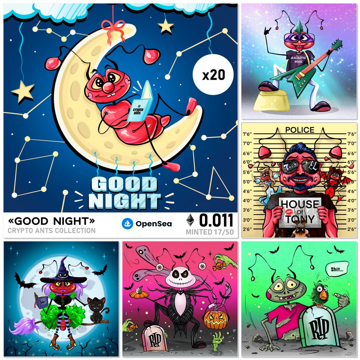 Hi dear friends! ❤️
I wanna tell u about the unique cryptoants. This collection consists of 1/1 nft drops that are drawn from «0». Not a generation!🚫

I wanna say tnx u to everyone who supported my collection. You’re the best! Welcome to the FAM!

Price 0,011 eth 
Minted 17/50