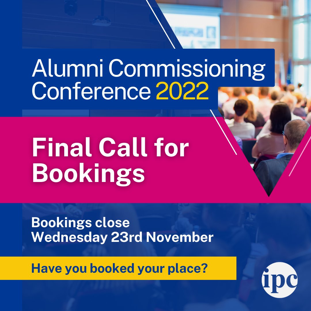 IPC_Brookes's tweet image. Are you an alumni of the IPC Certificate in Commissioning &amp;amp; Purchasing for Public Care? Don't forget to book your FREE place for our upcoming Alumni Commissioning Conference on Monday 28th November 2022!

Bookings close Weds 23rd Nov, so don't miss out: forms.office.com/pages/response…