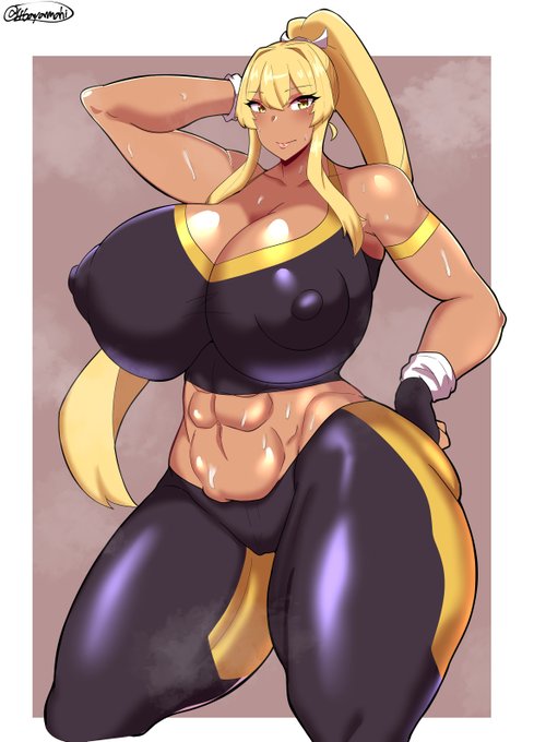 筋トレ中の黒ギャルのお姉さん 