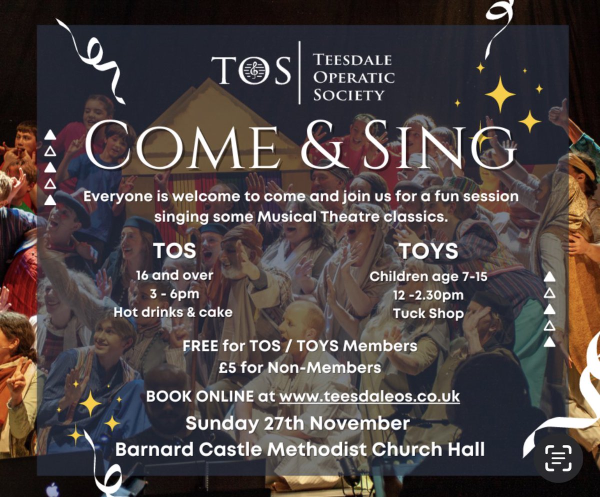 Come &amp; Sing with us! Fun one off sessions for kids and adults to sing some cracking MT tunes and see what we are all about. Book your space now: teesdaleos.co.uk/comesing Free for members | £5 for non members <a href="/WhatsOnTeesdale/">What's On Teesdale</a> <a href="/teesdalemercury/">Teesdale Mercury</a> <a href="/BarnardNews/">Barnard Castle News</a>